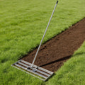 Garvee Professional Heavy Duty Stainless Steel Lawn Leveling Rake – 36x10 Inch, 6.5FT Extended Handle, Garden and Golf Lawn Soil Spreader – Includes Gloves | Size 36*10 | Handle 6.5FT | Stainless steel | With gloves