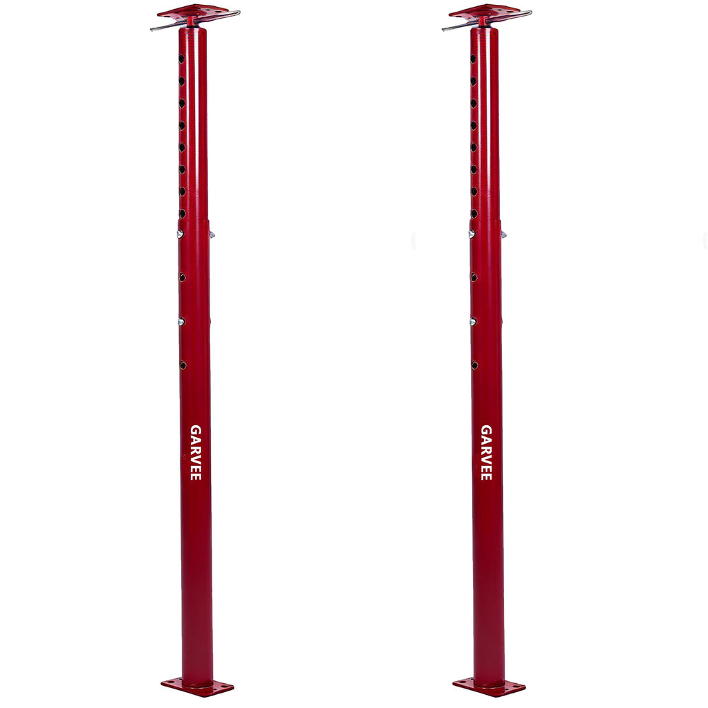 Garvee Adjustable Heavy Duty Jack Posts, 2 Pack, 53-93in Height, 18,000 lbs Capacity – Steel Support for Leveling, Lifting, and Supporting Joist Beams, Permanent Construction Use – Red, 53-93in