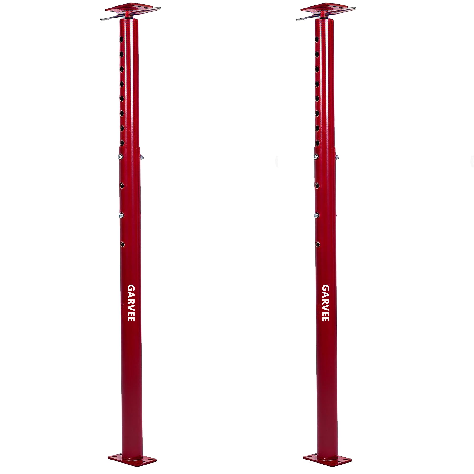 Garvee Adjustable Heavy Duty Jack Posts, 2 Pack, 53-93in Height, 18,000 lbs Capacity – Steel Support for Leveling, Lifting, and Supporting Joist Beams, Permanent Construction Use – Red, 53-93in