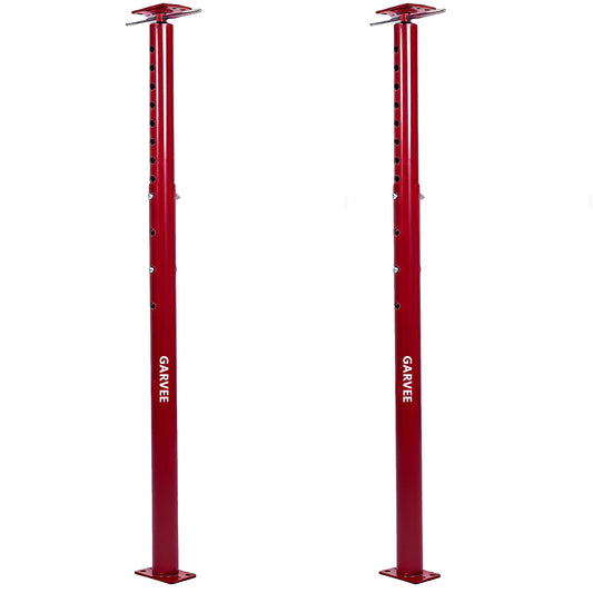 Garvee Adjustable Heavy Duty Jack Posts, 2 Pack, 53-93in Height, 18,000 lbs Capacity – Steel Support for Leveling, Lifting, and Supporting Joist Beams, Permanent Construction Use – Red, 53-93in