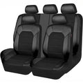 Garvee Global 9-Piece PU Leather Car Seat Cover Set – Full Protection, Waterproof, Breathable, Non-Slip, Safety Cushion Compatible, Easy Installation – Fits Cars, SUVs, Skate Shoes, Motorhomes, Includes Headrest Covers – Black
