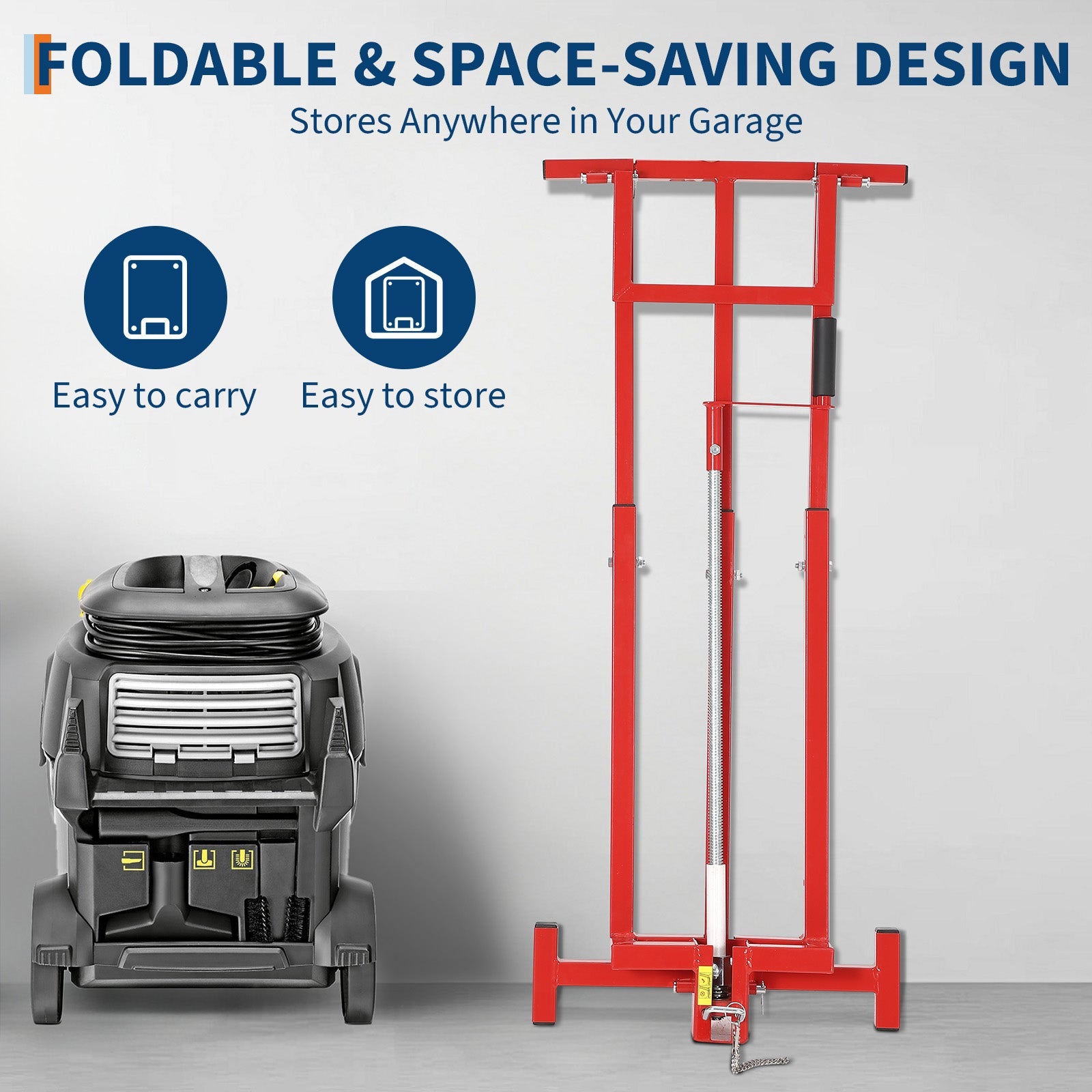 Garvee Lawn Mower Lift Jack, 880 Lbs Capacity Telescopic Maintenance Jack for Riding Lawn Mowers, Foldable Lifting Platform with Crank & Power Tool Handle