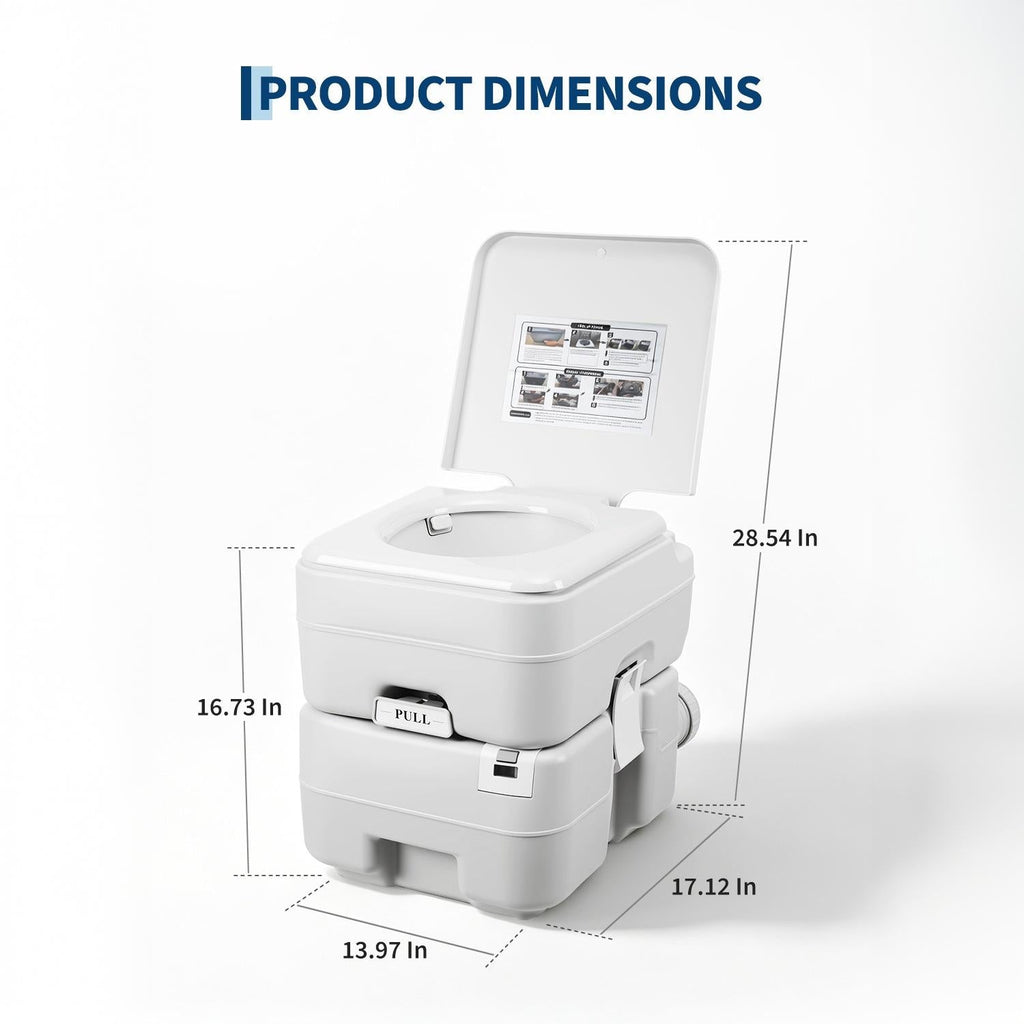Garvee Pressurized 3-Outlet Flush Portable Toilet for Home & RV – 20L Display, Round Seat, Level Gauge, 22L Detachable Waste, 12L Clean Water Tank, Gray White – Pull-Out Water | Portable toilet 20L display three-outlet water pressure type pull-out water |