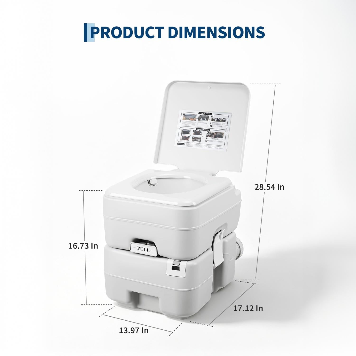 Garvee Pressurized 3-Outlet Flush Portable Toilet for Home & RV – 20L Display, Round Seat, Level Gauge, 22L Detachable Waste, 12L Clean Water Tank, Gray White – Pull-Out Water | Portable toilet 20L display three-outlet water pressure type pull-out water |
