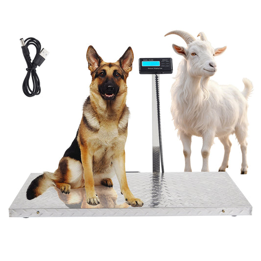 Garvee Digital Livestock Scale – 1100 lbs Capacity Large Veterinary Dog Scale with Non-Slip Steel Platform, Heavy Duty Floor Weight Scale for Goats, Sheep, Pigs, and Farm Animals (Silver)