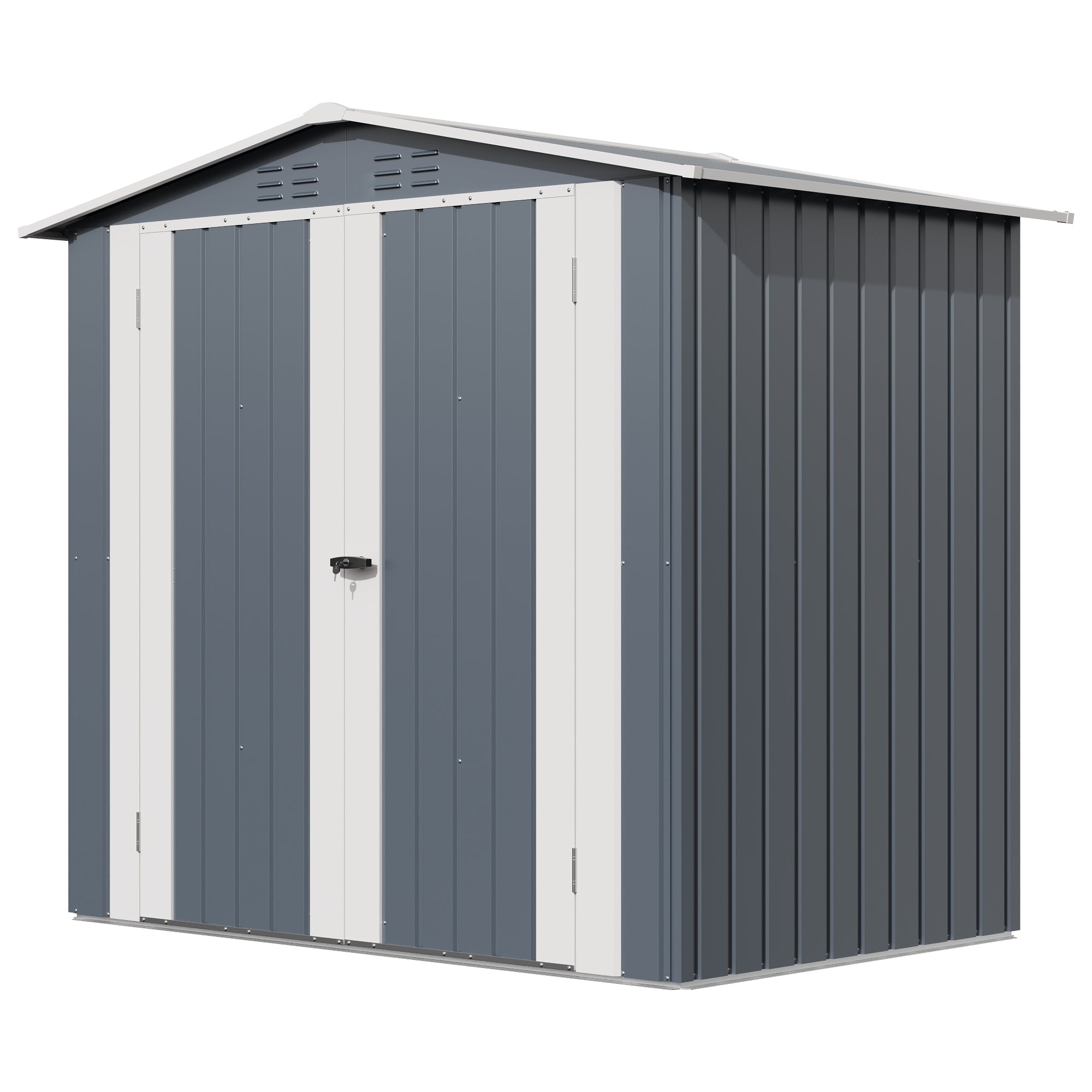 Garvee Weather-Resistant Metal Outdoor Storage Outdoor Storage 6x4 FT – Lockable Double Doors, Vents, Secure Garden Tool Outdoor Storage – Ideal for Lawn Equipment, Patio, Backyard, Yard, Bike – Color: Gray