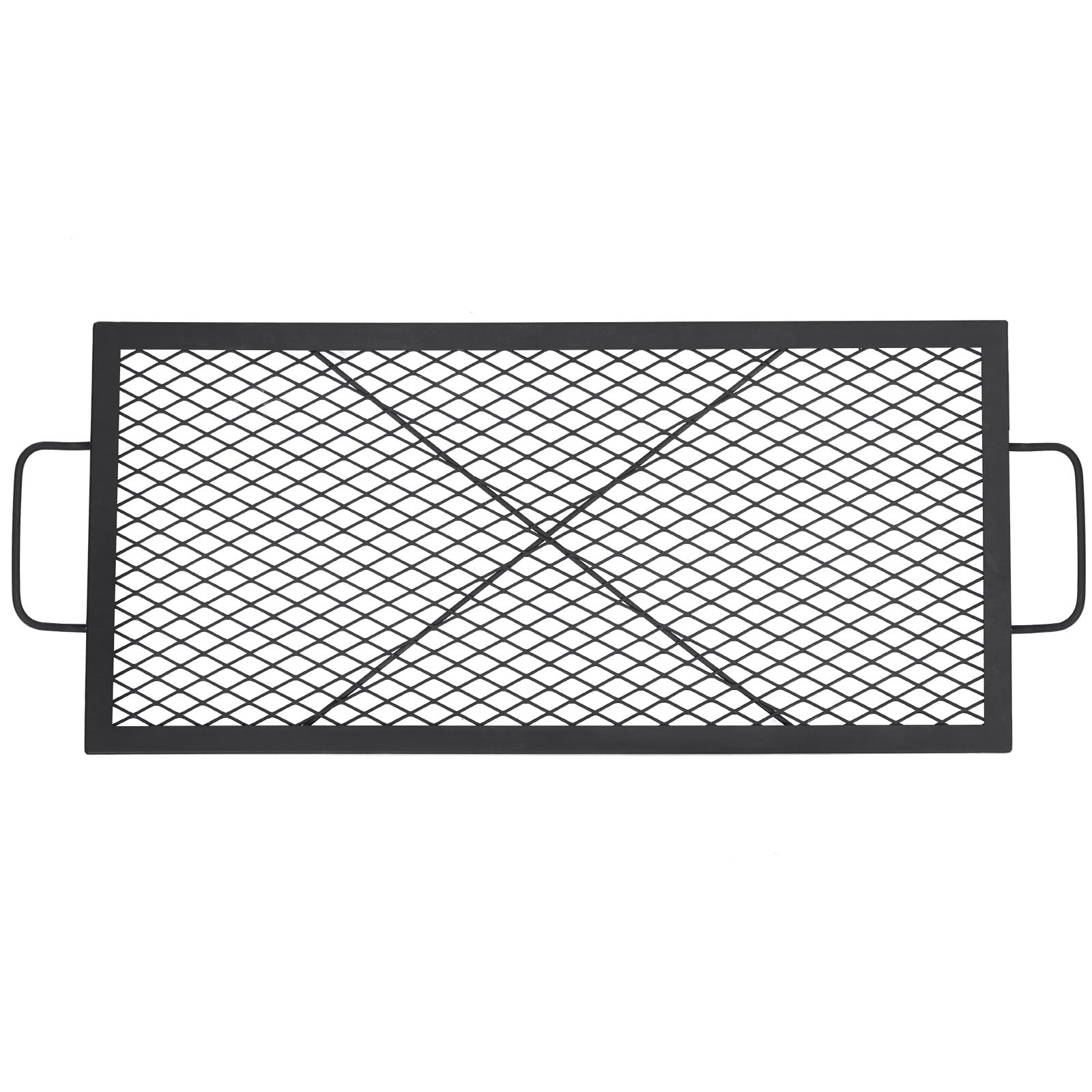 Garvee 32" x 15" Rectangular Fire Pit Grill Grate - Heavy Duty Steel Campfire Cooking Grid with Handles, X-Marks Mesh for Even Heat, Portable BBQ Grate for Outdoor Fire Pit, Park & Camping