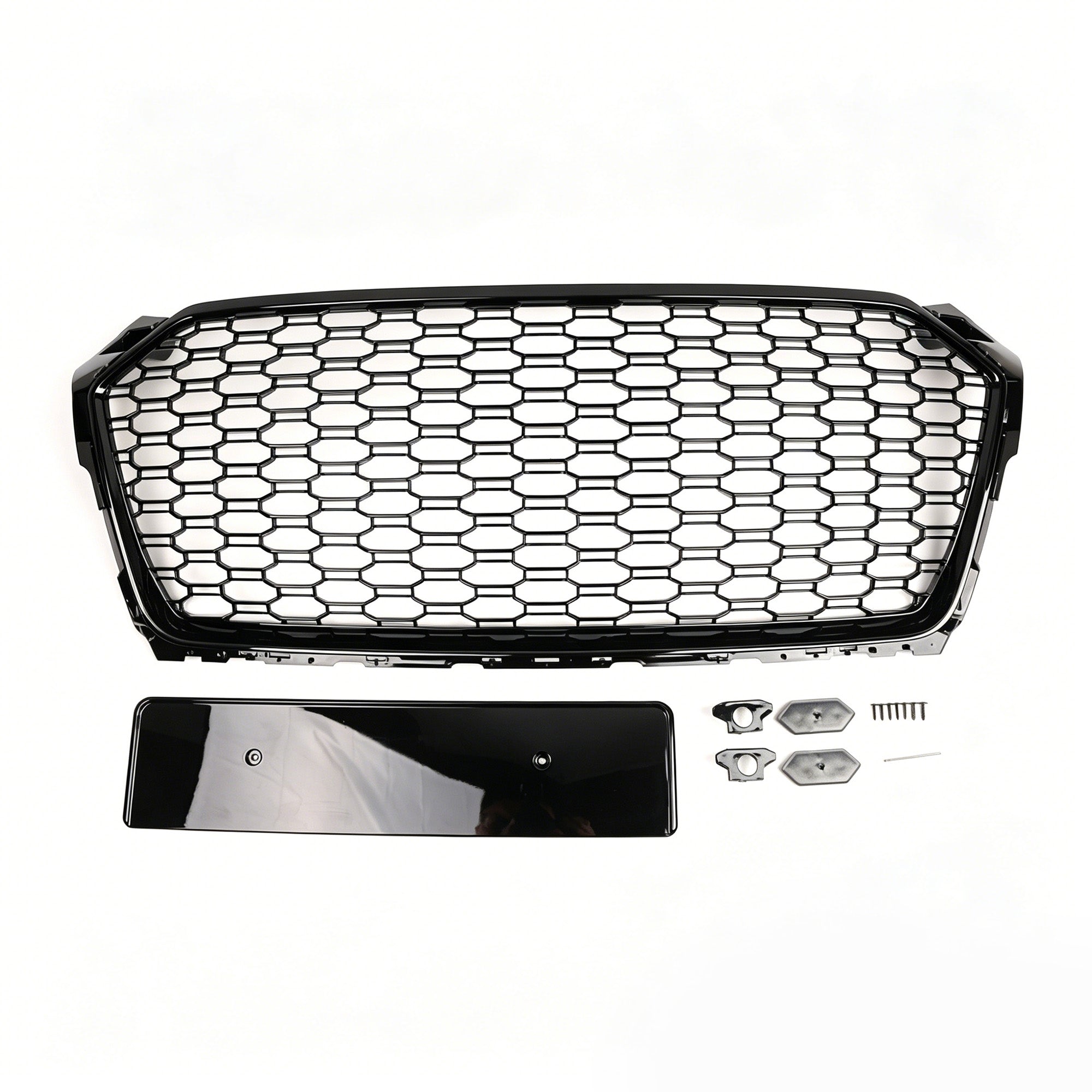 Garvee Sport Style Honeycomb Front Grille for Audi A5 2017-2019 – Gloss Black ABS – Direct Fit Without Emblem – Aggressive Look – Fits European Version – Color: Gloss Black