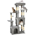 Garvee 61" Multi-Level Cat Tree for Indoor Cats, Heavy-Duty Tower for Large Adult & Maine Coon Cats with Oversized Perch, Dual Condos, Natural Sisal Scratching Posts & Play Toys – Light Gray