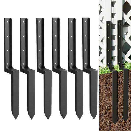 Garvee Fence Post Repair Stakes Heavy Duty Metal 11-Gauge Thickened Steel H-Shaped Design Corrosion Resistant 6-Pack Garden & Outdoor Support
