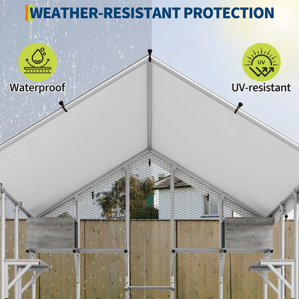 Garvee 94.5" Extra Large Outdoor Catio Cat Enclosure, Galvanized Steel Cat Patio with Waterproof UV-Resistant Roof, Cats Shelter with 7 Platforms and 2 Resting Box for Backyard Patio