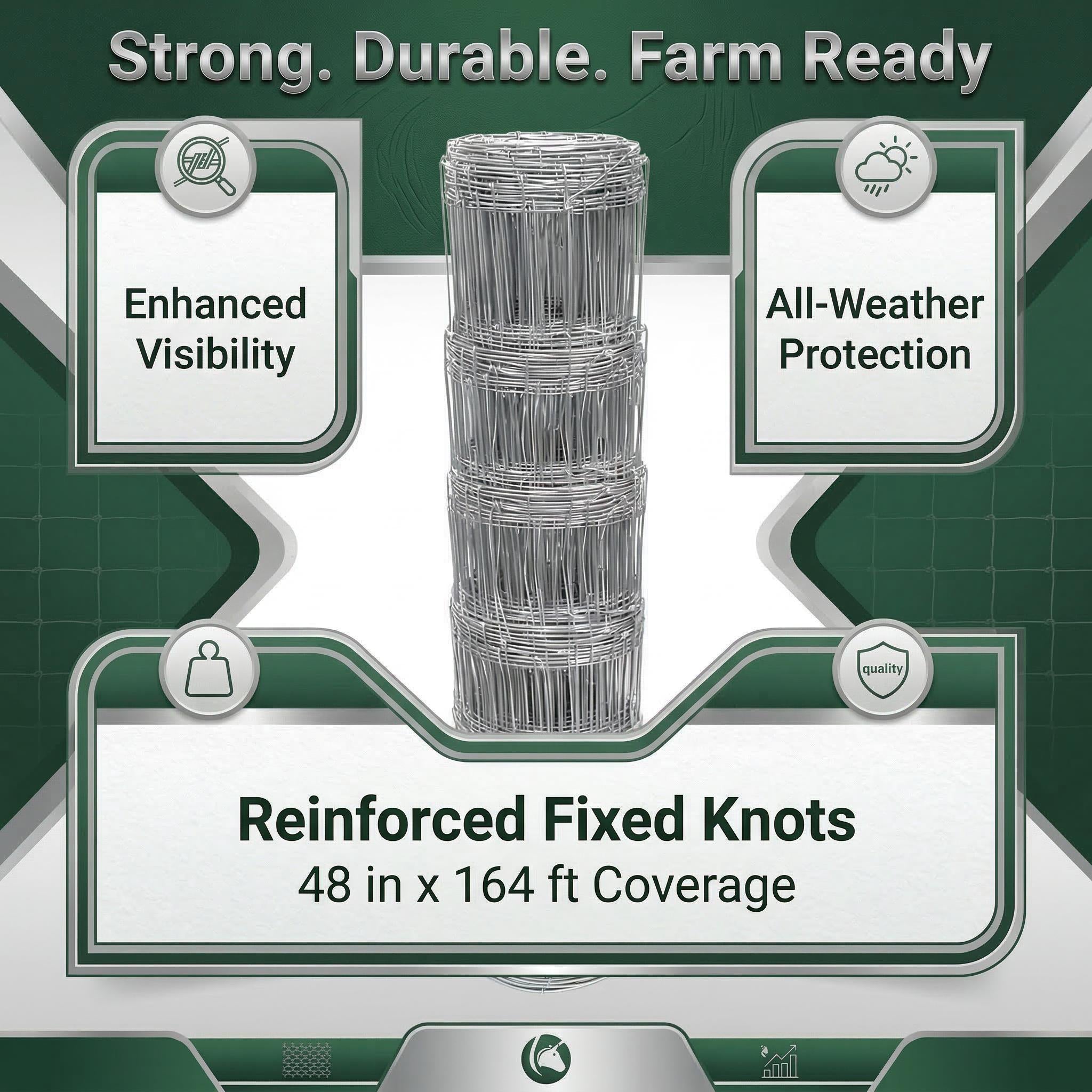 Garvee 3.9ft x 328ft Galvanized Cattle Fence, Fixed Knot Livestock Wire Fence, Heavy Duty Field Fence for Cattle Sheep Pig Deer, Rust Resistant Farm Fence for Pasture Garden