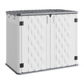 Garvee 34 Cu. Ft. Outdoor Resin Storage Shed, Waterproof HDPE Cabinet with Double Doors for Patio Tools, Cushions & Trash Cans, White