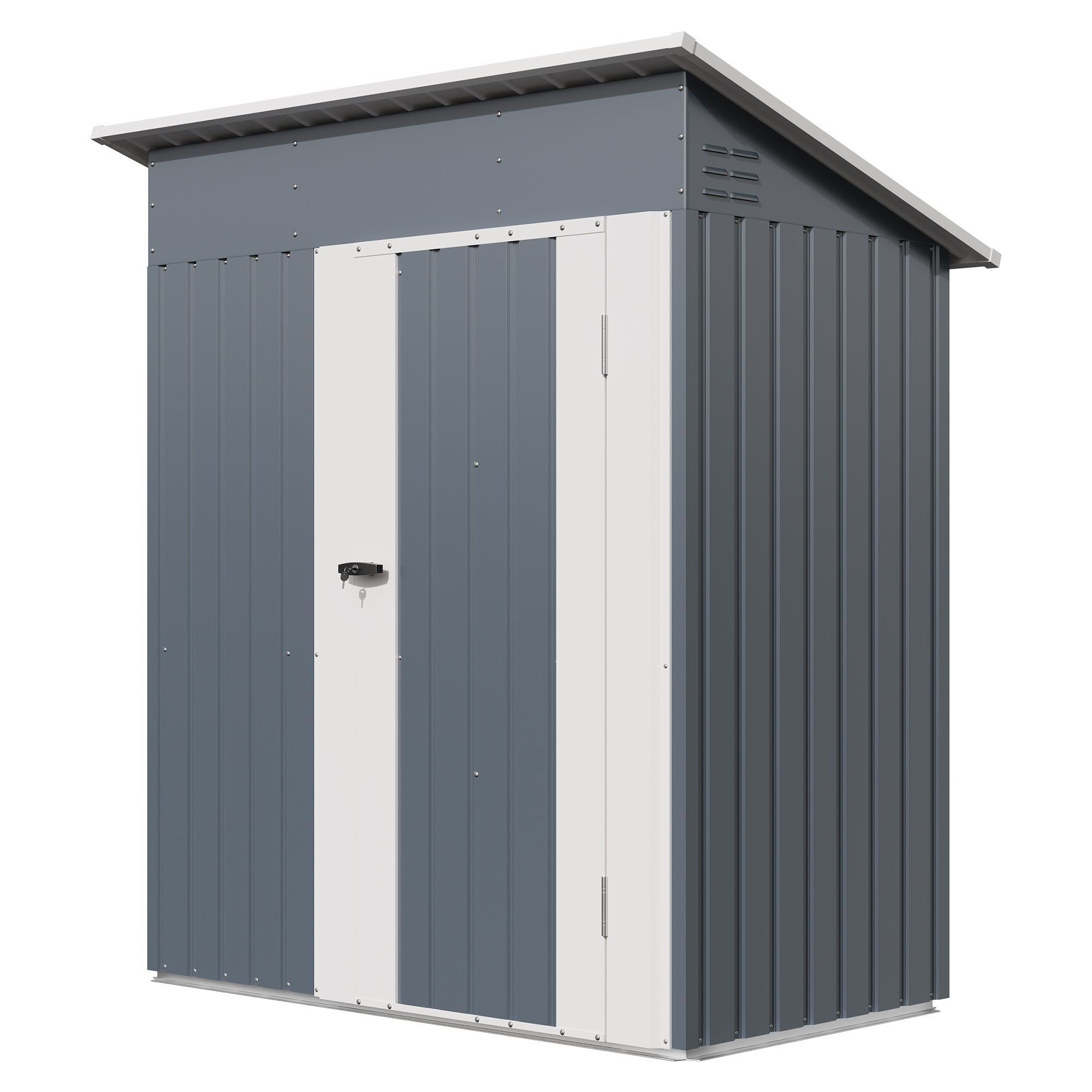 Garvee 5x3 FT Weather-Resistant Outdoor Metal Storage Outdoor Storage Unit – Lockable Doors, Vents & Spacious Backyard Organizer – Garden Tool, Lawn Equipment, Bike & Pool Supplies – Gray Color