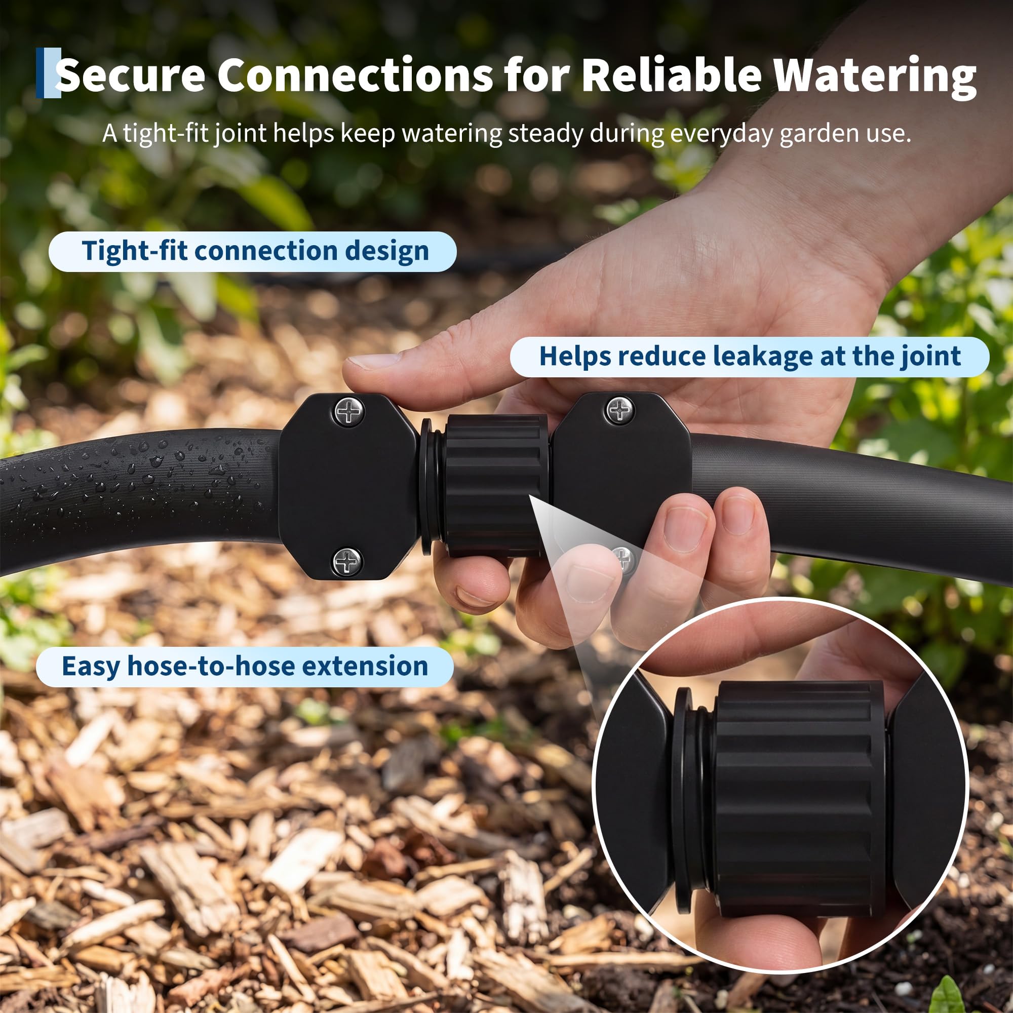 Garvee Flat Soaker Hose for Raised Beds & Vegetable Rows, 2-Pack 50 FT Linkable Drip Hoses, 100 FT Total, Flexible and Kink-Resistant