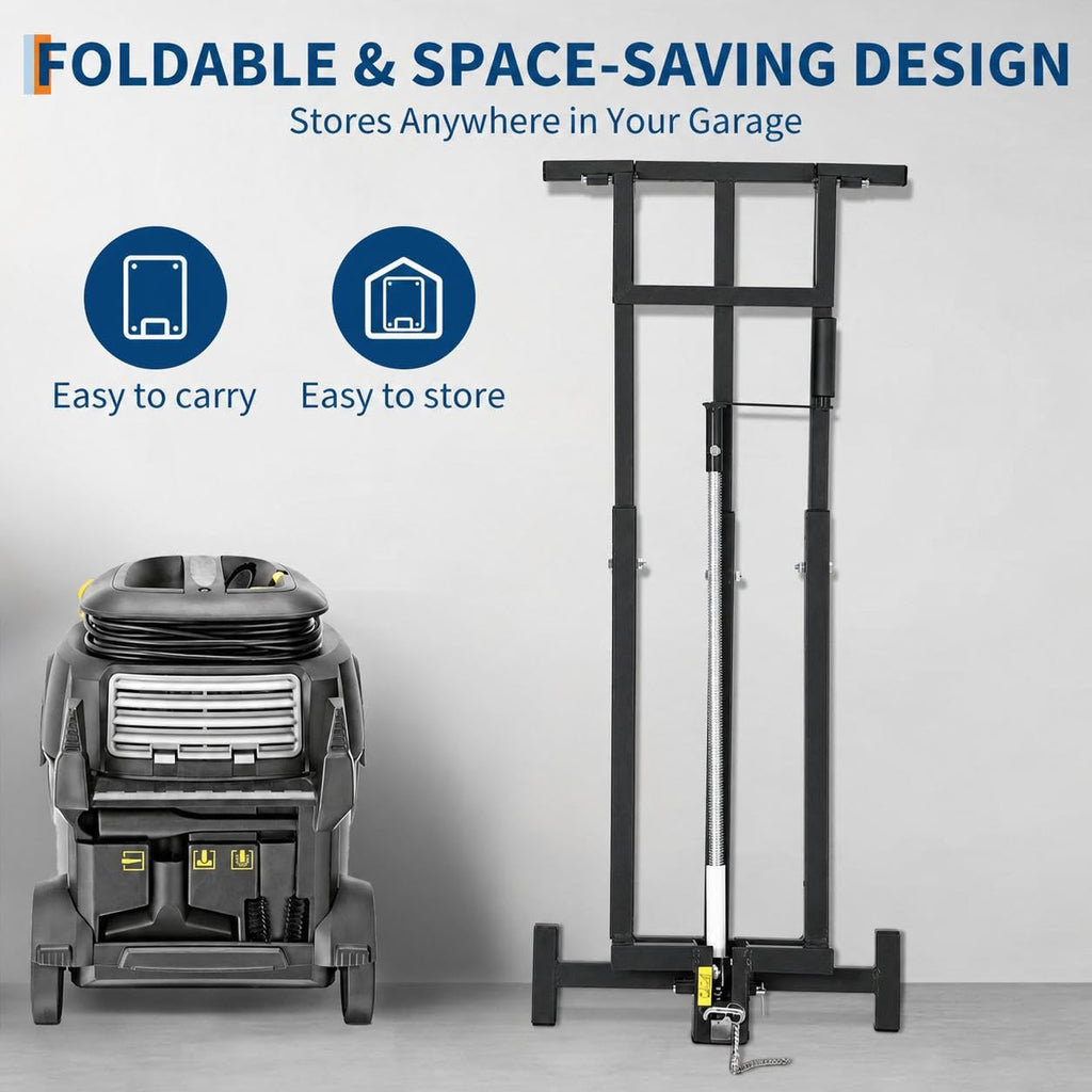 Garvee 880 LBS Heavy-Duty Lawn Mower Lift Jack, Telescopic Collapsible Maintenance Stand for Riding & Zero-Turn Mowers, Dual Operation Manual Hand Crank & Power Tool Adapter, Black
