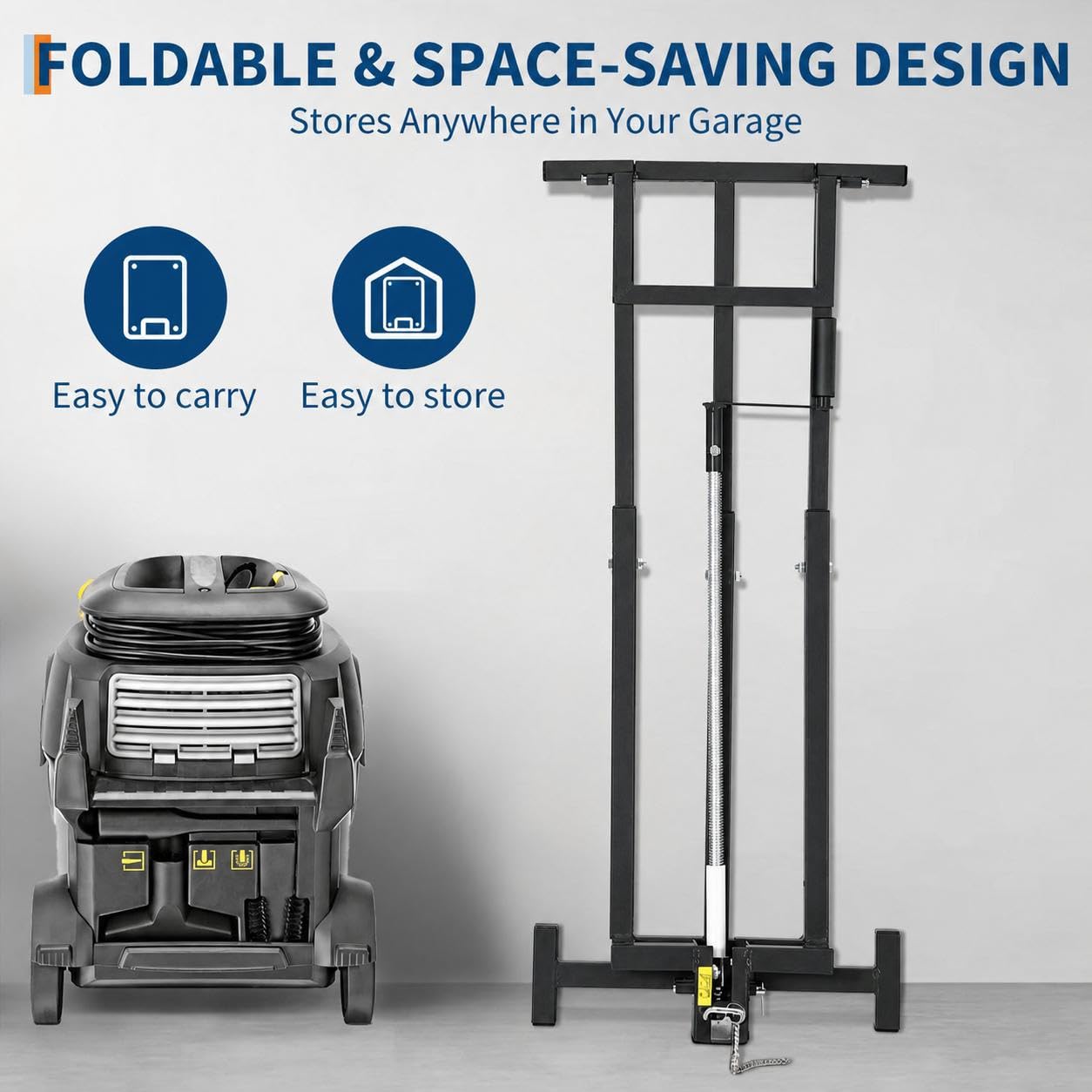 Garvee 880 LBS Heavy-Duty Lawn Mower Lift Jack, Telescopic Collapsible Maintenance Stand for Riding & Zero-Turn Mowers, Dual Operation Manual Hand Crank & Power Tool Adapter, Black
