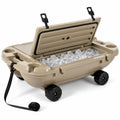Garvee 40L Floating Cooler with Wheels, 42.5QT Rotomolded All-Terrain Ice Chest with Tow Rope & 4 Cup Holders, Drift Mobile Beverage Cooler for River, Pool, Beach, Kayak, Cool Gray,  Khaki