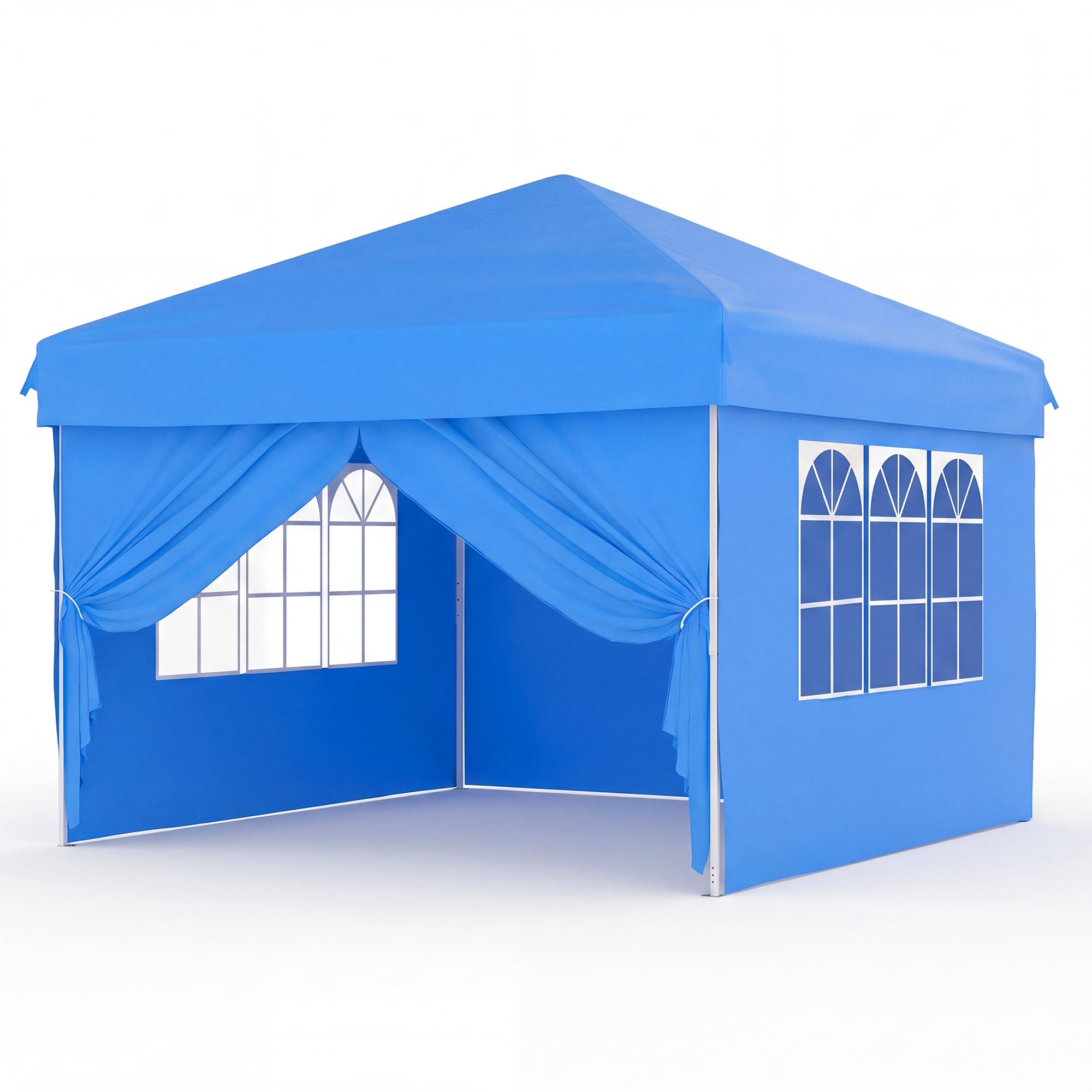 Garvee 10x10 FT Pop Up Canopy Tent, 210D Waterproof Oxford Gazebo with 4 Removable Window Sidewalls, UPF 50+ Steel Frame Shelter for Camping, Backyard & Events, Blue