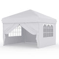 Garvee Folding Gazebo for Patio & Events, 10 x 10 FT Steel Canopy with 4 Removable Sidewalls, Mesh Windows, Zippered Doors and Wheeled Bag, White