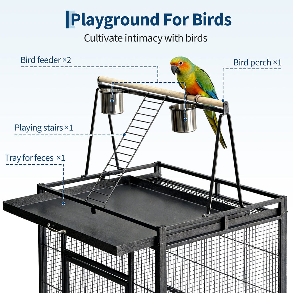 Garvee 60"h Large Bird Cage, Rolling Play Top Parakeet Cage, Big Bird Cages for Parrots, Parakeets, Cockatiels, Conures, Budgie, Lovebird