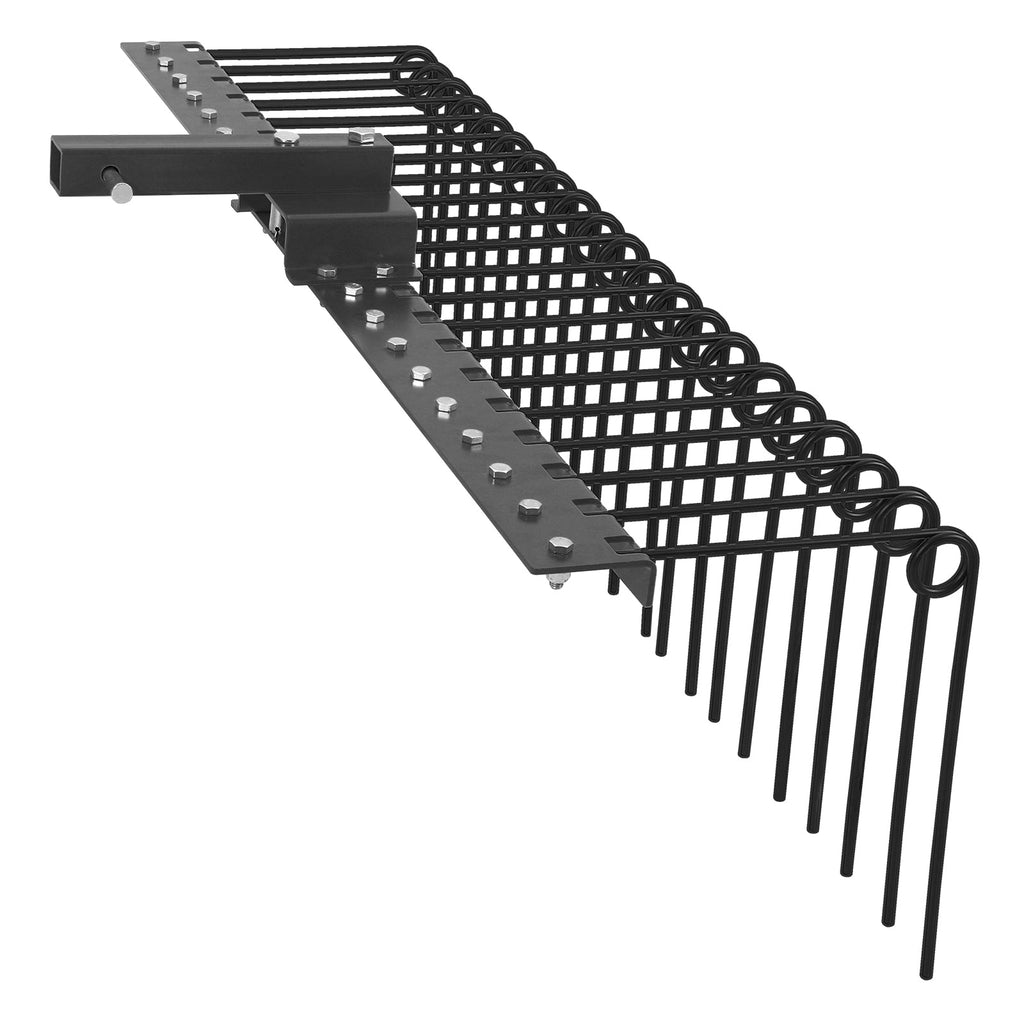 Garvee Heavy-Duty Pine Straw Landscape Rake – 60-Inch Powder-Coated Steel, 21 Coil Season Tines, 2-Inch Receiver Hitch Compatible with Lawn Tractors, ATV, UTV