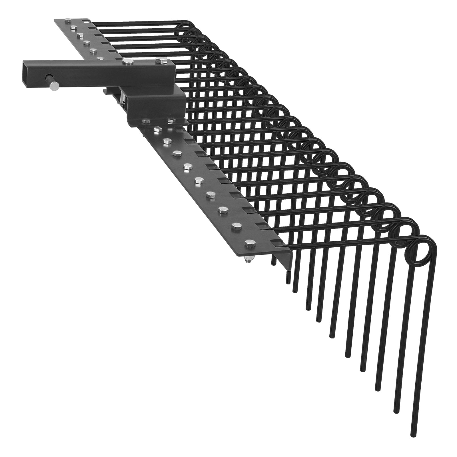 Garvee Heavy-Duty Pine Straw Landscape Rake – 60-Inch Powder-Coated Steel, 21 Coil Season Tines, 2-Inch Receiver Hitch Compatible with Lawn Tractors, ATV, UTV