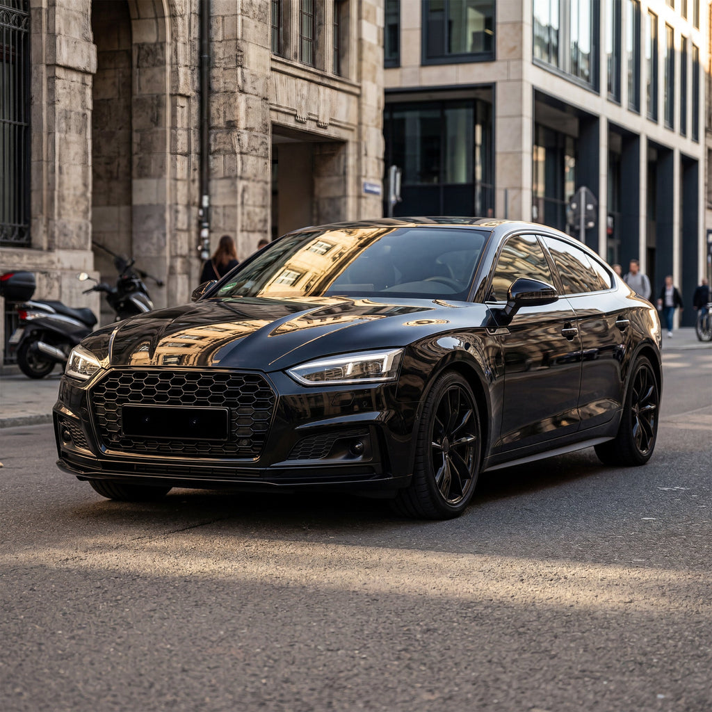 Garvee Sport Style Honeycomb Front Grille for Audi A5 2017-2019 – Gloss Black ABS – Direct Fit Without Emblem – Aggressive Look – Fits European Version – Color: Gloss Black