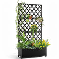 Garvee Raised Garden Bed with Trellis, 72" H × 47" W × 16" D Galvanized Steel Planter Box with Locking Wheels, Drainage Holes and Privacy Screen for Climbing Plants, Black