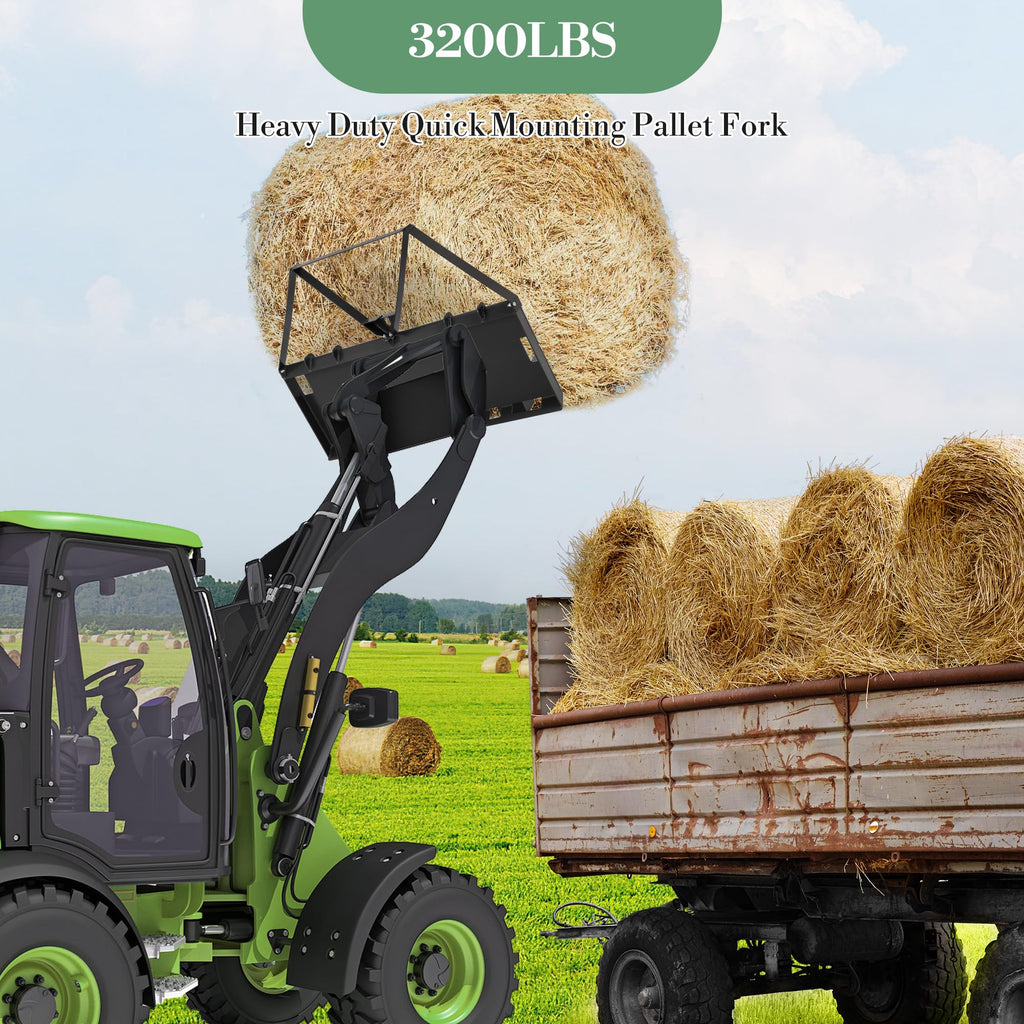 Garvee 3200lbs Heavy Duty 46" Tractor & Skid Steer Pallet Forks – Quick Attach Loader Fork Attachment – Global Frame for Farming, Landscaping, Construction – 2 Pack, Black | Comes in two packs