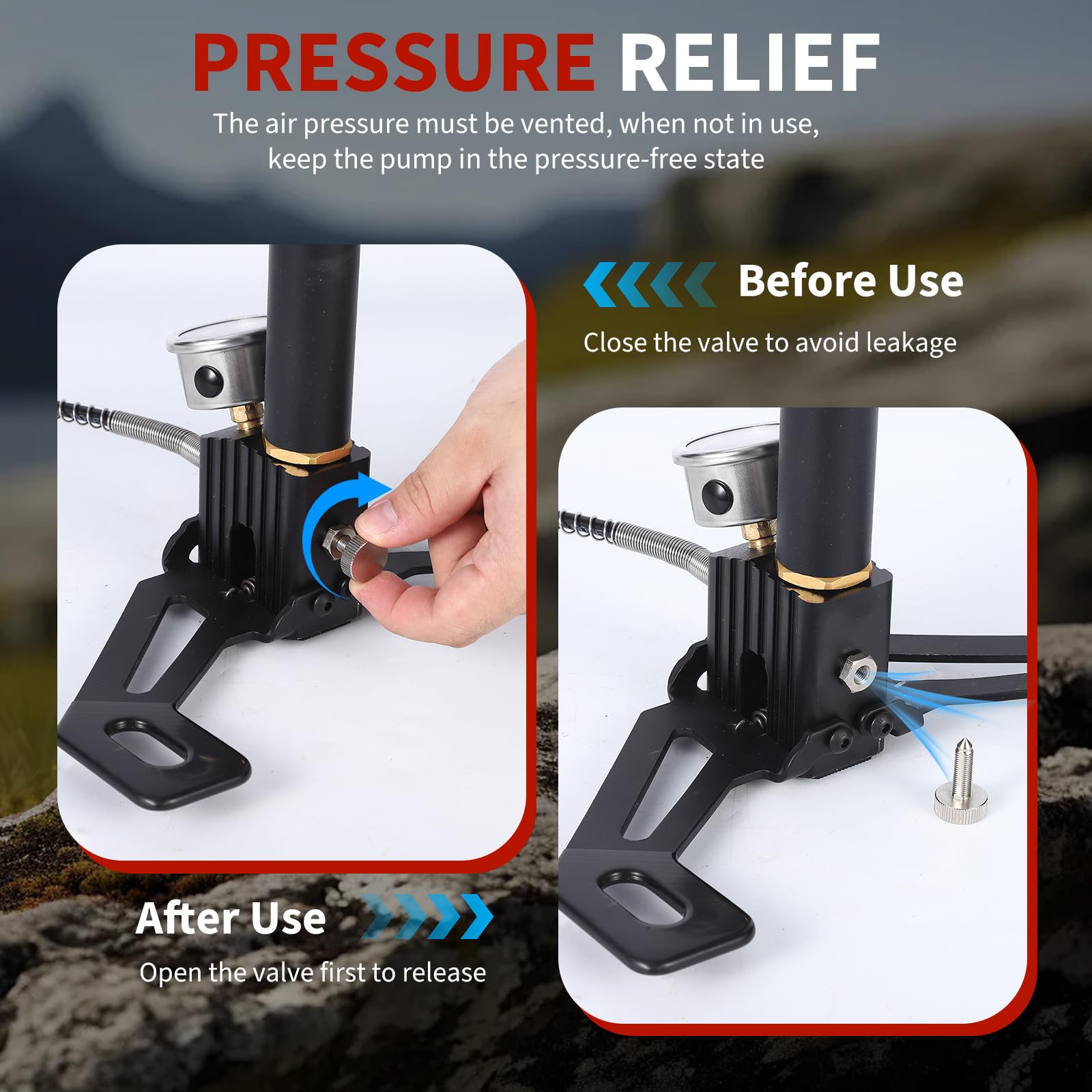 Garvee High Pressure 4-Stage PCP Hand Pump for Air Rifles & Tires – 30MPa/4500PSI Manual Air Compressor – Oil-Water Filter, Ideal for Paintball, HPA Tanks, Tire Inflation – Auto Tool