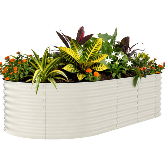 Garvee 8' X 4' X 2' Large Galvanized Raised Garden Bed – Metal Planter Box for Vegetables, Flowers & Herbs – Rust-Resistant, Bottomless, Easy Assembly,Beige