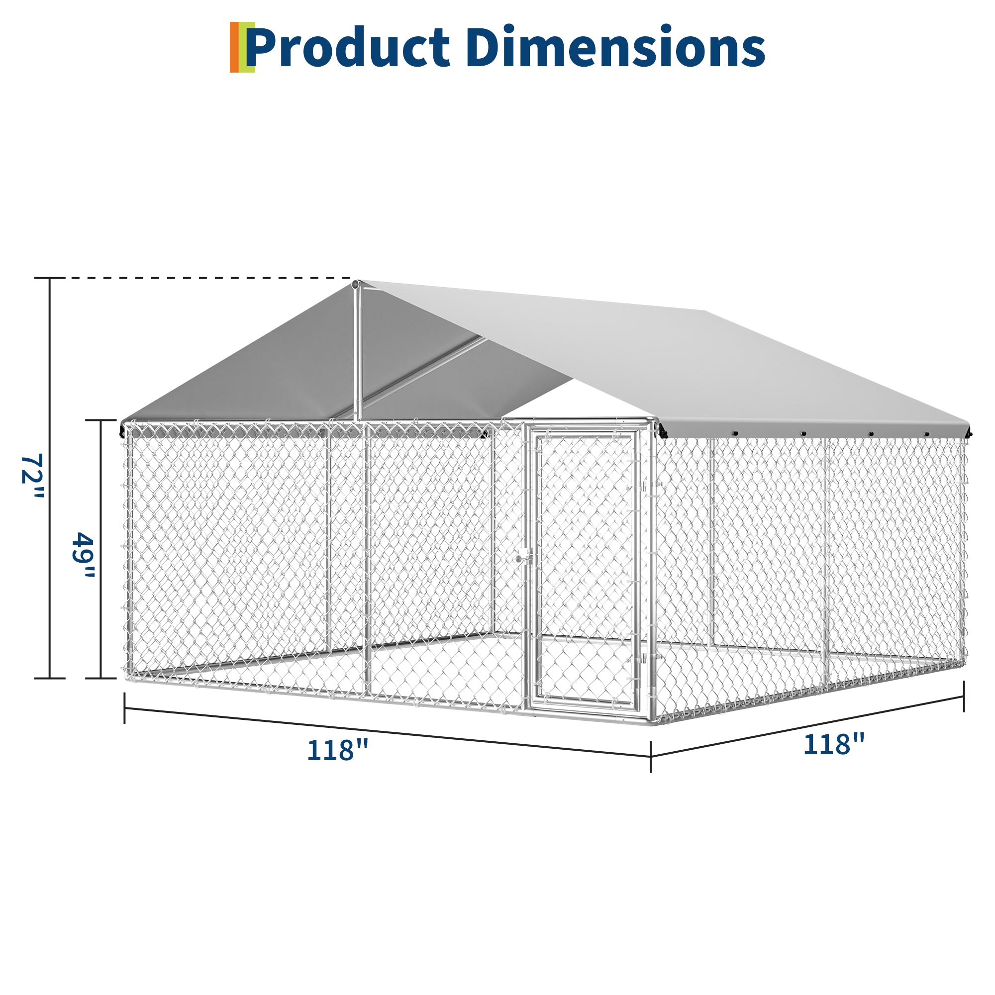 Garvee Large Outdoor Dog Kennel with Waterproof & UV-Resistant Cover, Galvanized Chain Link Dog Run, Heavy Duty Pet House Pet Playpen for Outside Backyard Farm Use, 10x10x6ft