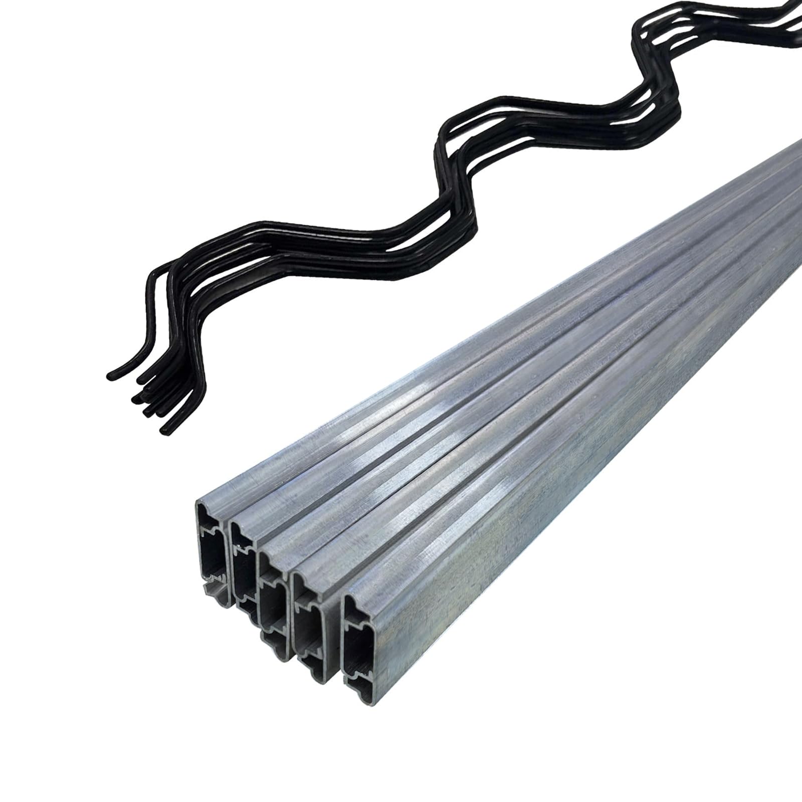 Garvee Greenhouse Lock Channel Kit, 10-Pack 6.6 FT Galvanized Steel U-Channels with PVC-Coated Spring Wire for Plastic Film, Netting and Shade Cloth