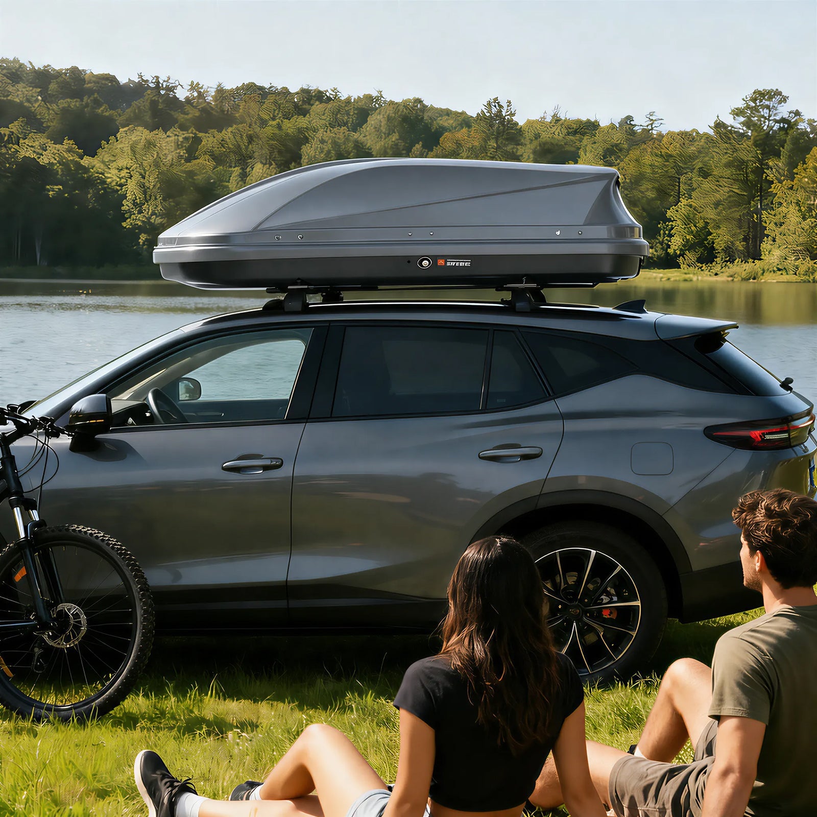 Garvee Durable Hard Shell Rooftop Cargo Box for Cars & SUVs – 17 Cu Ft, Dual-Side Opening, Waterproof ABS, global Fit, 165 lbs Capacity, Secure Straps & Keys – Gray – Color: Gray, Specs: 17 cu ft hard shell rooftop cargo box, double-sided opening, global