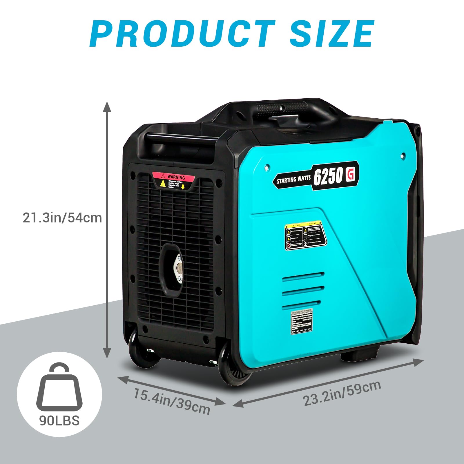 Garvee G6250 Portable Inverter Generator — 6250W Peak / 5800W Rated, 120V/60Hz, RV-Ready 30A, Ultra-Quiet <60 dB, 2.9 gal Tank, Wheels & Carry Handle