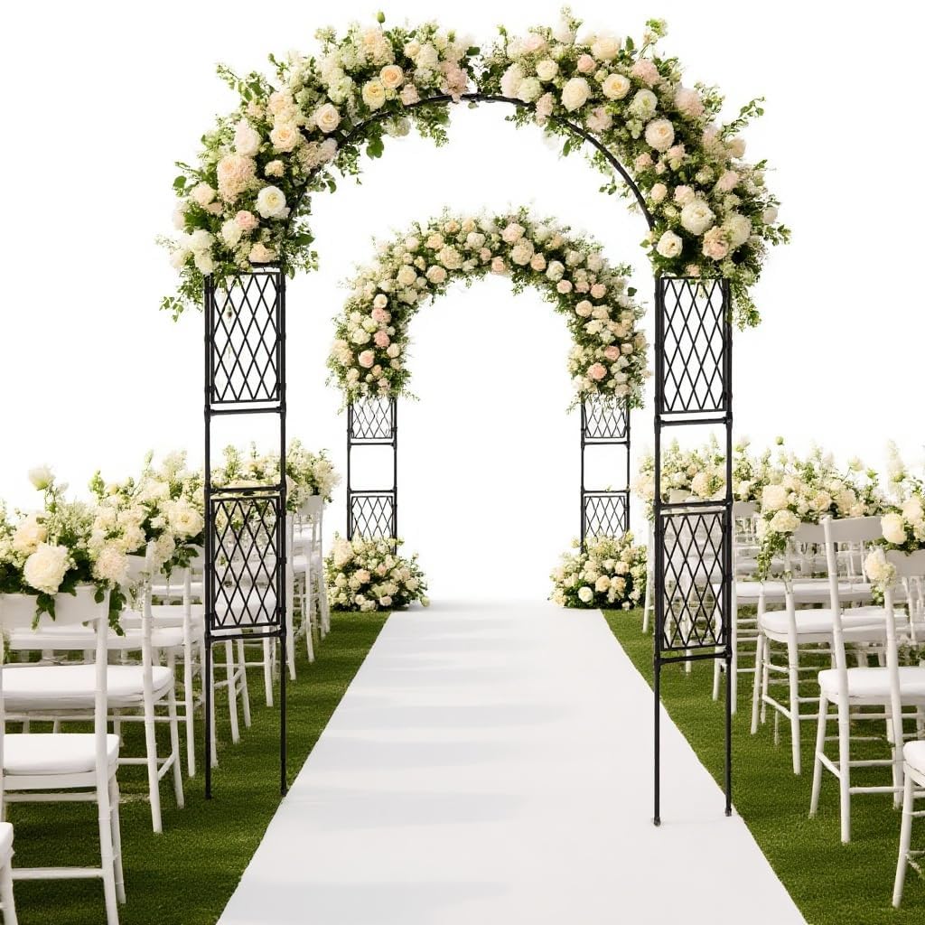 Garvee Metal Garden Arbor, 86.6" x 47" Arch Trellis for Climbing Plants, Weather-Resistant Decorative Wedding Archway, Sturdy Iron Frame, Outdoor Black Garden Arch for Patio, Lawn, Pathway, Event Party Back