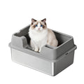 Garvee Extra Large Stainless Steel Cat Litter Box, High Side Litter Box with Non-Stick, Scoop & Odor-Resistant, Metal Cat Pan for Multiple Cats, Rabbits & Small Pets, Easy to Clean, Gray