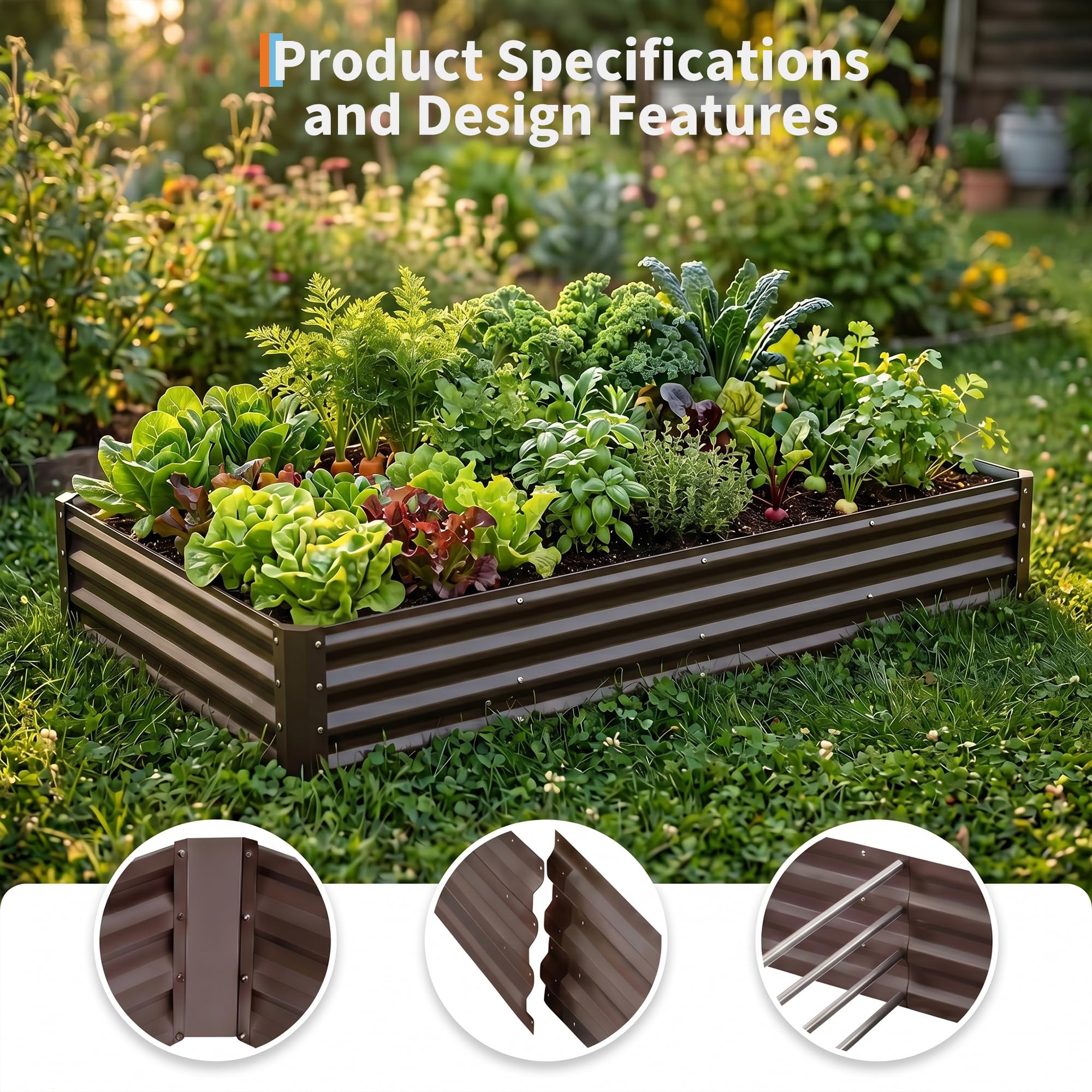 Garvee 2 Pack Tall 6 x 3 Ft Galvanized Steel Raised Garden Bed, Outdoor Above Ground Planter Box for Vegetables and Flowers, Metal Raised Bed for Gardening