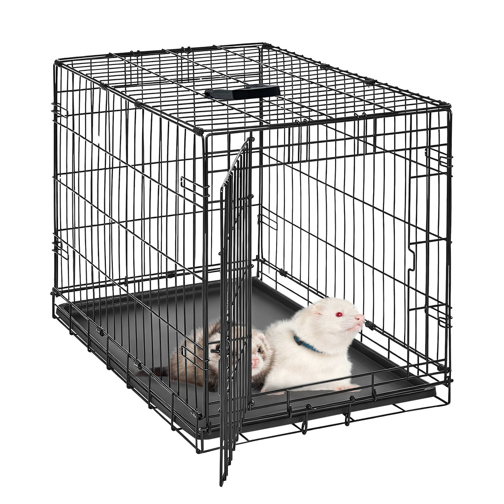 Garvee Collapsible Metal Wire Cage for Small Animals - Thickened Mesh Floor, Leak-Proof Removable Tray, Double Door, Rust-Resistant - For Rabbits, Guinea Pigs, Ferrets, Cats, Chinchillas, Rats - Size: 121×76.5×81cm