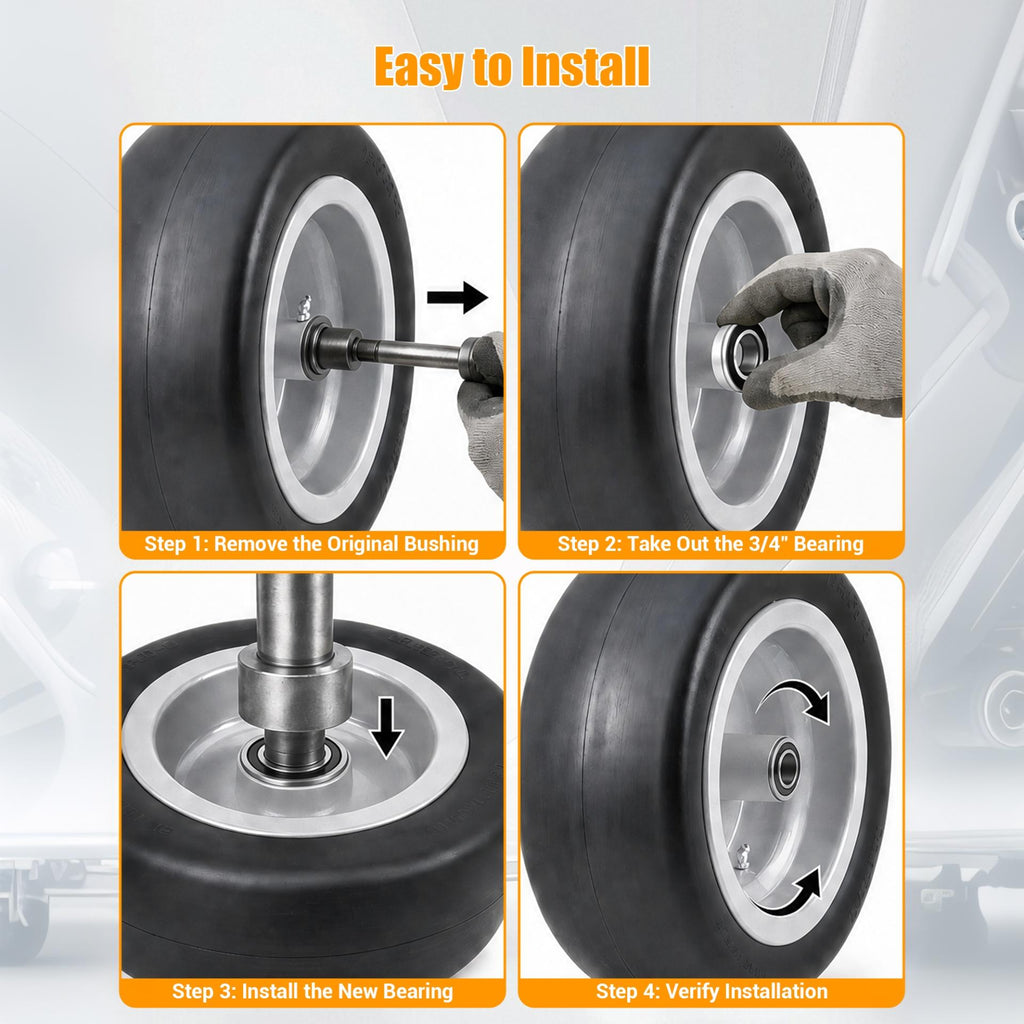 Garvee Flat Free Durable Tire for Golf Cart - Heavy Duty 500lbs, Zero Turn Front Wheel, Centered Hub with 1/2", 5/8", 3/4" Ball Bearings - Replacement for Bad Boy, Cub Cadet - 2 Pack, Size: 13×6.50-6