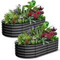 Garvee Galvanized Raised Garden Bed 8x2x1FT Rust-Resistant Durable Steel Open Bottom Design Metal Planter Box for Vegetables Flowers Outdoor Gardening