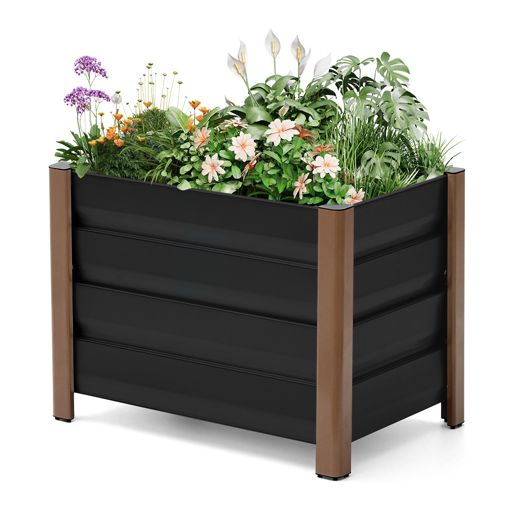 Garvee 2' × 1.3' × 1.5' Aluminum Raised Garden Bed, Deep Planter Box with Drainage Holes, Gray