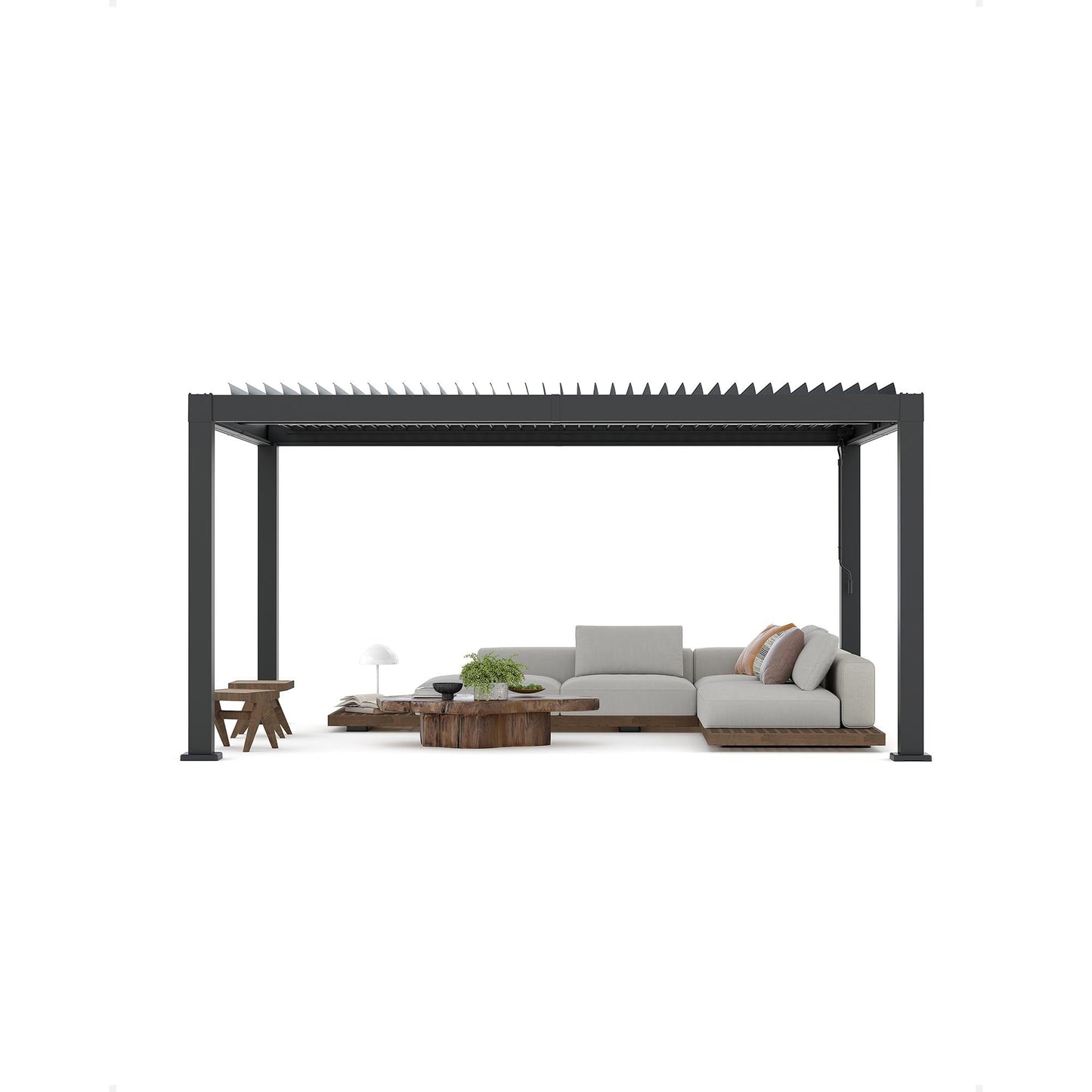 Garvee All-Aluminum Louvered Pergola 12' x 16', Outdoor Pergola with Adjustable Louvered Roof, Reinforced Aluminum Frame, Integrated Drainage System, Hardtop Gazebo for Patio, Deck, Gray