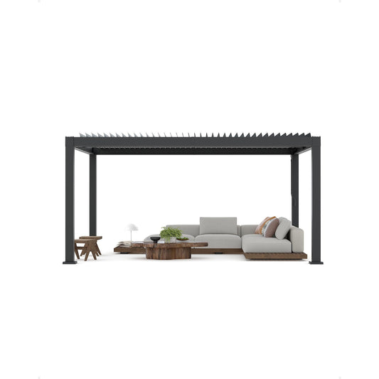 Garvee All-Aluminum Louvered Pergola 12' x 16', Outdoor Pergola with Adjustable Louvered Roof, Reinforced Aluminum Frame, Integrated Drainage System, Hardtop Gazebo for Patio, Deck, Gray