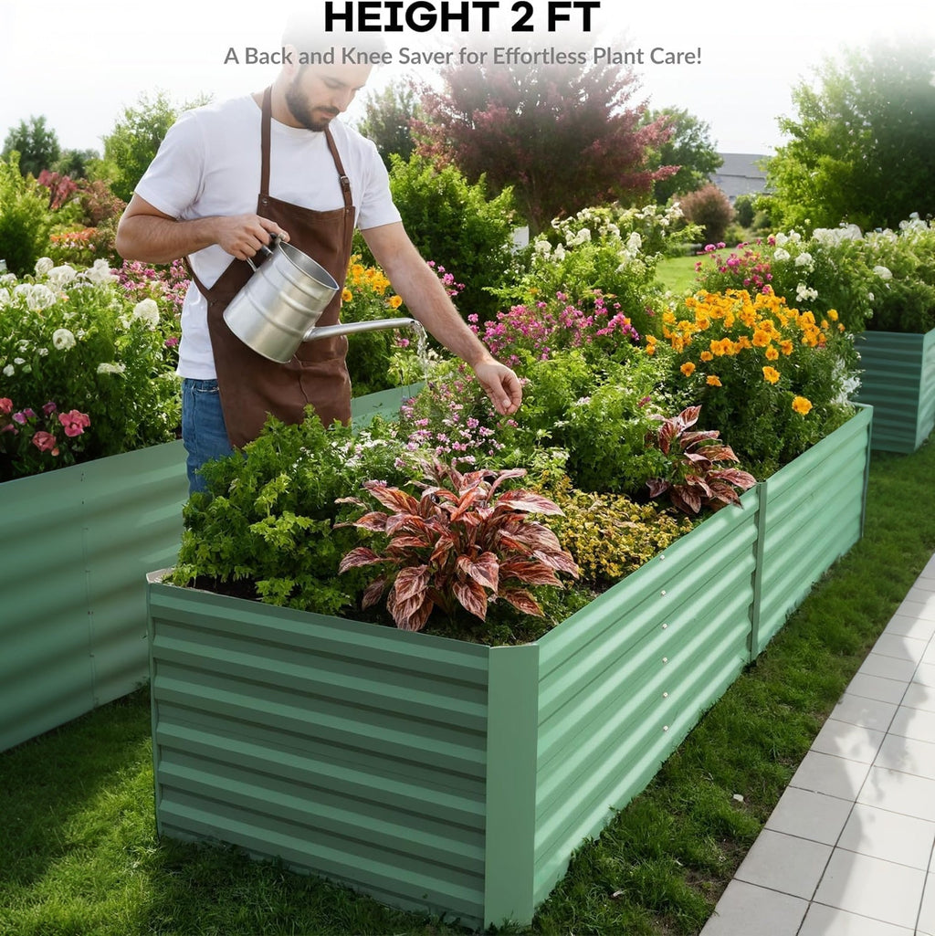 Garvee 2 Pack Galvanized Metal Raised Garden Beds - 8x4x2 Ft, 24" Tall Large Planter Boxes for Vegetables, Flowers, Herbs & Succulents - Rust-Resistant, Easy Assembly, Outdoor Use