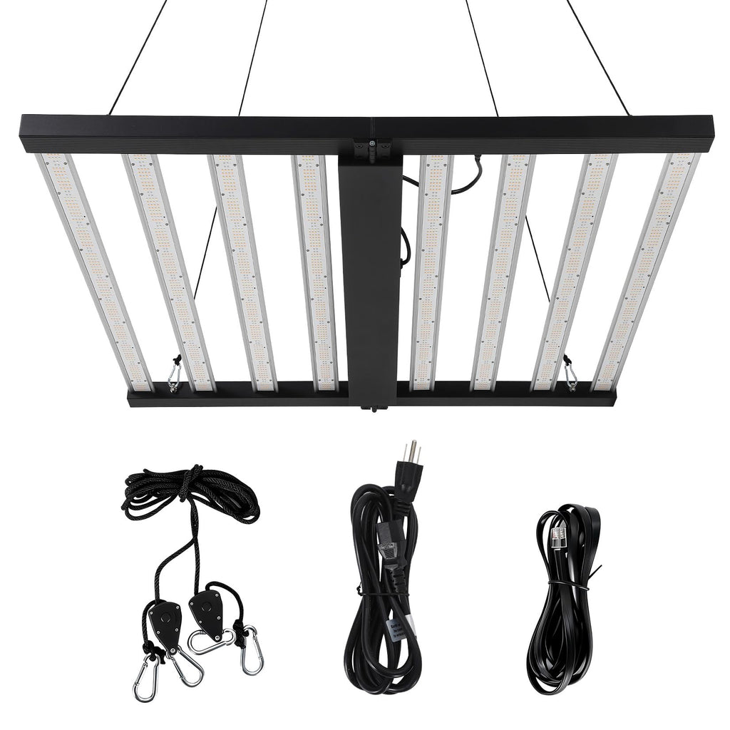 Garvee 720w 8-Bar LED Grow Light with Dimmable Full Spectrum - Foldable Design for 4x4Ft Coverage - 120v Commercial Plant Growing Lamp for Indoor Gardens & Vertical Farming