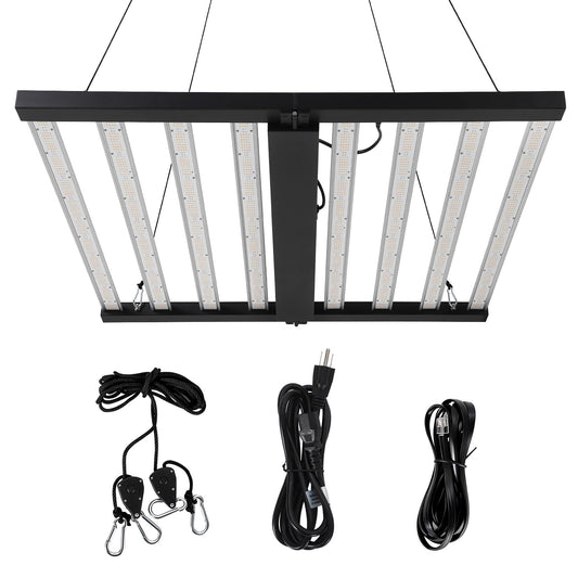Garvee 720w 8-Bar LED Grow Light with Dimmable Full Spectrum - Foldable Design for 4x4Ft Coverage - 120v Commercial Plant Growing Lamp for Indoor Gardens & Vertical Farming