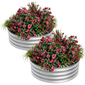 Garvee Round Raised Garden Bed, 2 Pcs 2 x 1.5ft Galvanized Raised Boxes with Rust, Corrosion Protection, Easy Assembly, Safe Edge, Metal Garden Bed Kit for Planting Vegetables, Fruits, Flowers