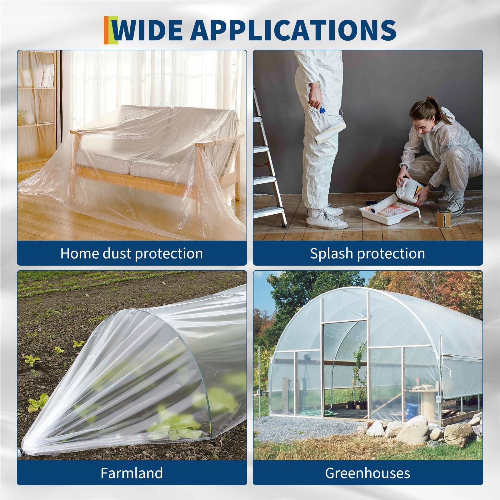 Garvee Greenhouse Plastic Sheeting 26 × 50 FT, 6 Mil Clear LDPE Greenhouse Film with 2-Year Anti-Aging Design for Farm, Garden, Agriculture, Painting and Outdoor Covering